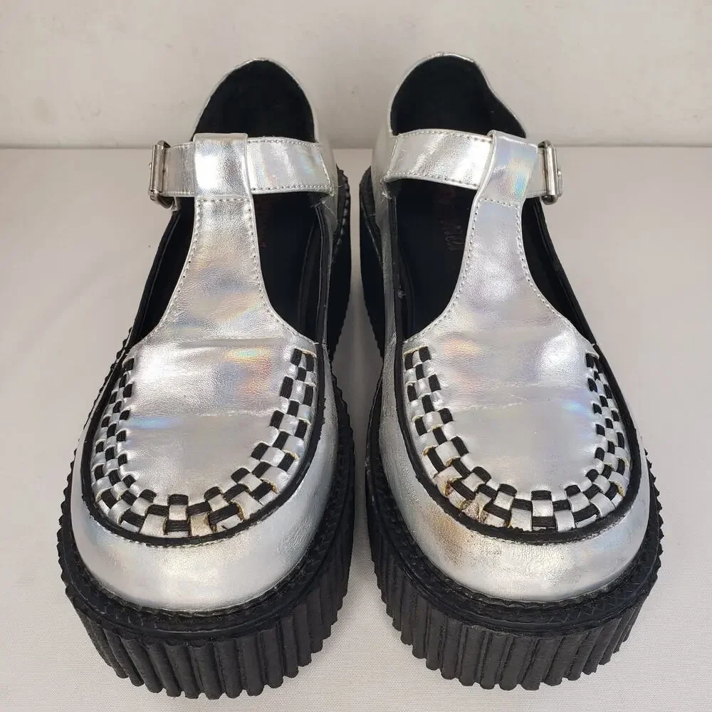 Demonia Cult Creeper Hologram Platform Mary Jane Shoes Women's Size 10